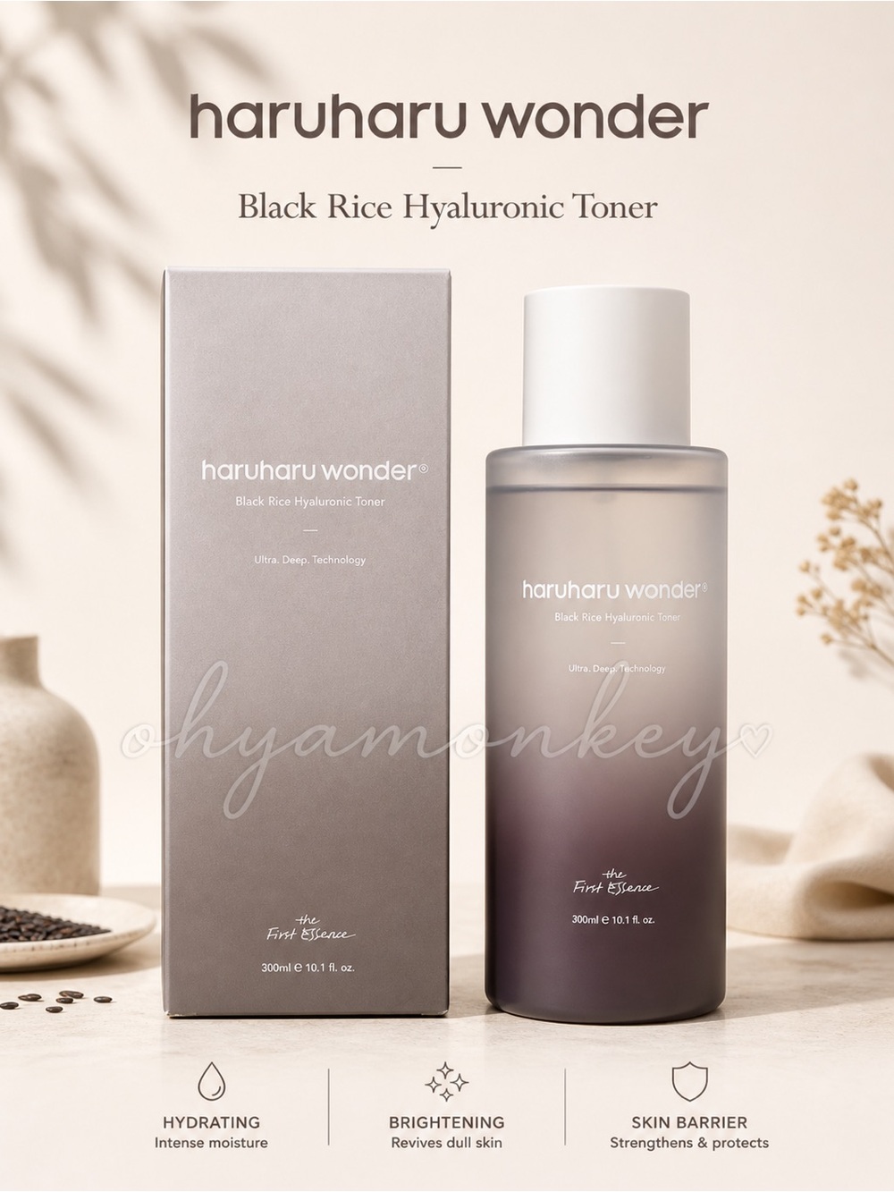 haruharu wonder Black Rice Hyaluronic Toner Jombo Size 10.1 oz EXP: 09/25/2026